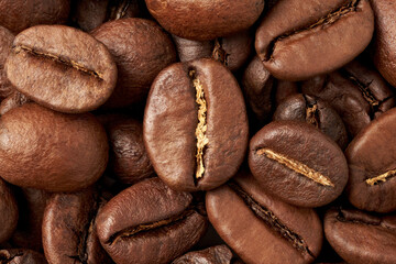 coffee beans closeup - obrazy, fototapety, plakaty