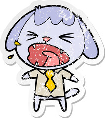 distressed sticker of a cute cartoon dog barking