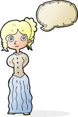 cartoon happy woman with speech bubble