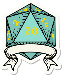 natural 20 critical hit D20 dice roll sticker