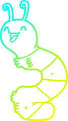 cold gradient line drawing cartoon happy caterpillar