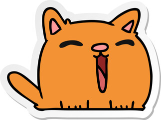 sticker cartoon of cute kawaii cat