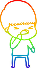 rainbow gradient line drawing cartoon stressed man