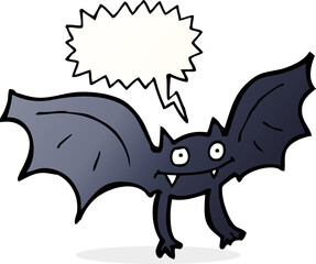 cartoon vampire bat with speech bubble