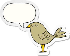 cartoon bird and speech bubble sticker