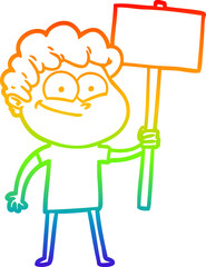 rainbow gradient line drawing cartoon happy man