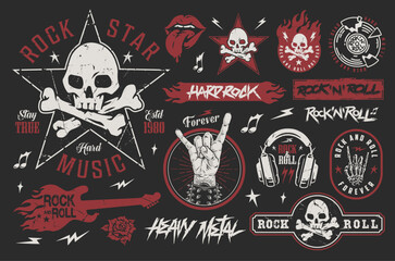 Rock music set colorful logotypes - obrazy, fototapety, plakaty