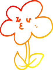 warm gradient line drawing cartoon flower