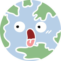 flat color retro cartoon planet earth