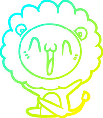 cold gradient line drawing happy cartoon lion