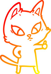 warm gradient line drawing confused cartoon cat