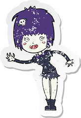 retro distressed sticker of a cartoon vampire girl