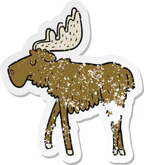 distressed sticker of a cartoon moose