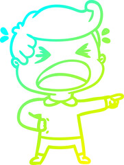 cold gradient line drawing cartoon shouting man pointing finger
