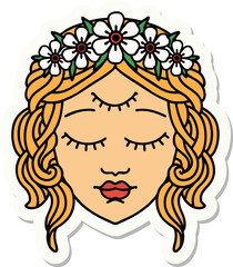 tattoo style sticker of female face with third eye
