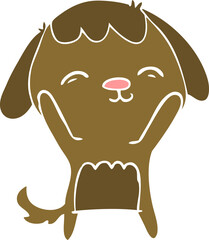 happy flat color style cartoon dog