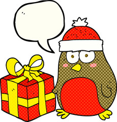 comic book speech bubble cartoon christmas robin
