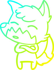 cold gradient line drawing cartoon fox