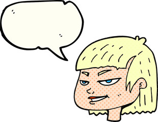 comic book speech bubble cartoon mean looking girl