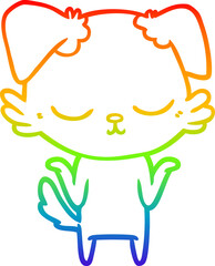 rainbow gradient line drawing cute cartoon dog