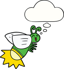 cartoon glow bug and thought bubble