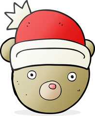 cartoon teddy bear wearing christmas hat