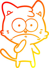 warm gradient line drawing cartoon nervous cat
