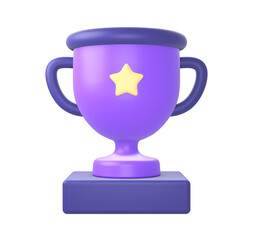 3d purple trophy cup winner icon for UI UX web mobile apps social media ads designs