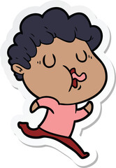 sticker of a cartoon man singing