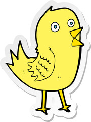 sticker of a cartoon tweeting bird