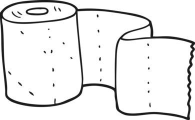 black and white cartoon toilet roll