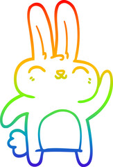 rainbow gradient line drawing cartoon happy bunny