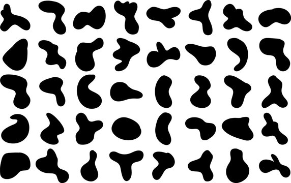 Blob Shape Organic, Vector Illustration Set. Collection From Abstract Forms For Design And Paint. Liquid Silhouette Drop In Modern Style.