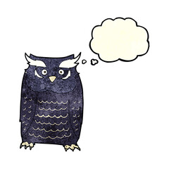 cartoon owl with thought bubble