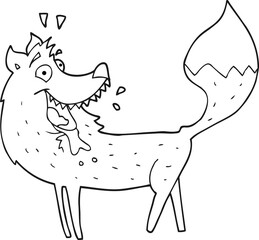 black and white cartoon wolf