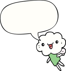 cartoon cloud head creature and speech bubble