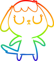 rainbow gradient line drawing cute cartoon dog