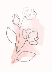 Rose flower line art. Minimalist contour drawing. One line artwork.