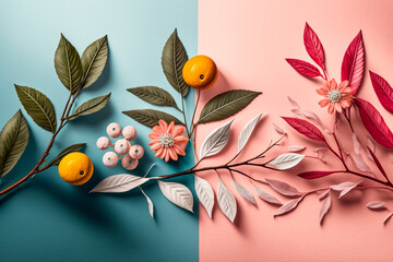 pastel background with bunch of colorful flowers,  spring theme concept, generative ai illustration