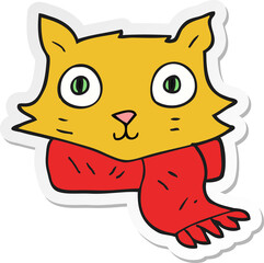 sticker of a cartoon cat wearing scarf