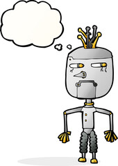 cartoon robot with thought bubble