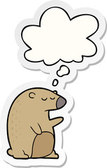 cartoon bear and thought bubble as a printed sticker