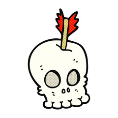 cartoon skull with arrow