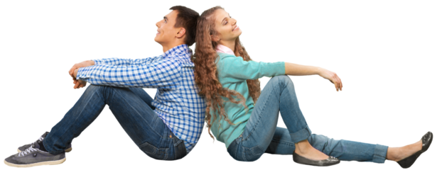 A beautiful cheerful loves couple siting