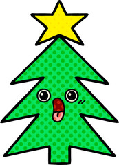 comic book style cartoon christmas tree
