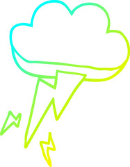 cold gradient line drawing cartoon thunder and lightening