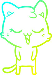 cold gradient line drawing happy cartoon cat