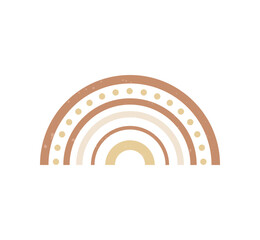 Obraz premium Boho style geometric rainbow. Abstract shapes with texture. Neutral terracotta wall decor, cover, print, card, branding designs.