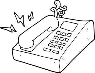 black and white cartoon office telephone