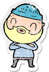 Obraz premium distressed sticker of a cartoon bearded man